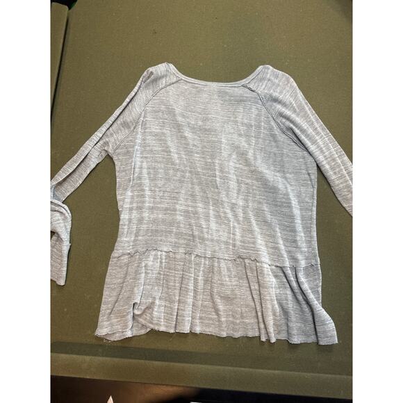 We the Free People Coastline Gray Thermal Waffle Knit Henley Peplum Boho Medium - Picture 3 of 4